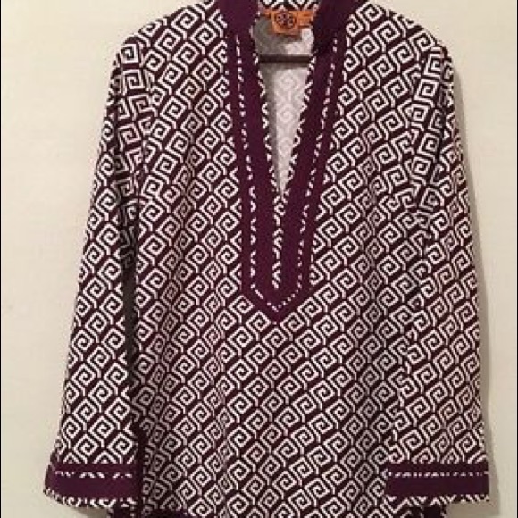 Tory Burch purple & white tunic-Long-sleeved. - Picture 5 of 7